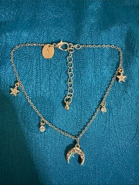 Gold-Tone Crescent & Star Charm bracelet/anklet